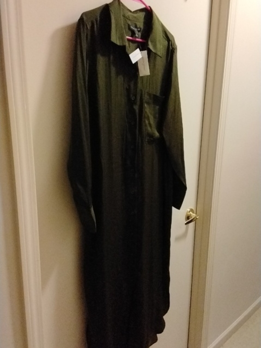 Banana Republic Olive Green Midi Button Front Shirt Dress